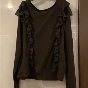 Ruffled Black Long Sleeve